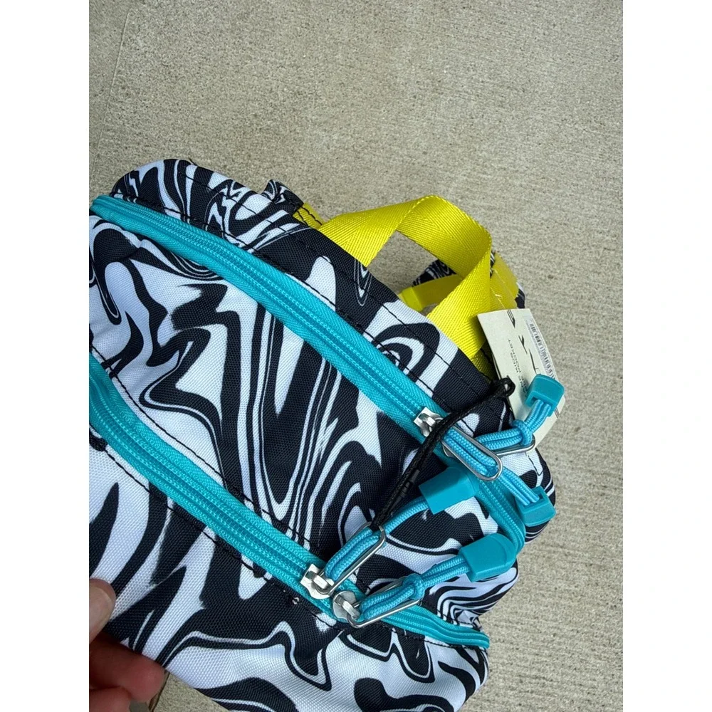 STATE Kane Double Pocket Large Kids Backpack Marble Swirl Black White Neon NWT